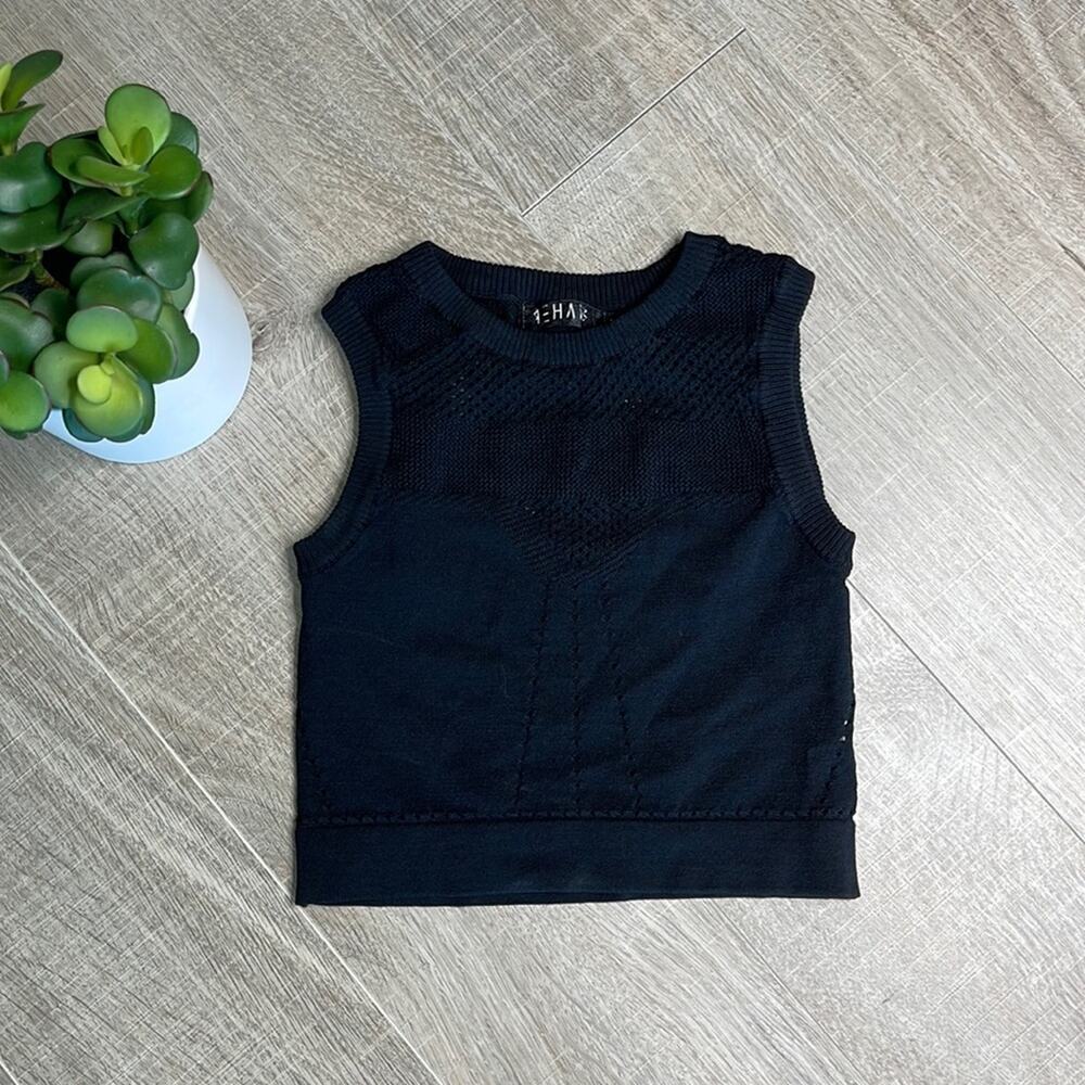 Rehab Black Knit Sleeveless Basic Tank Top Crop Top Women’s Size Small